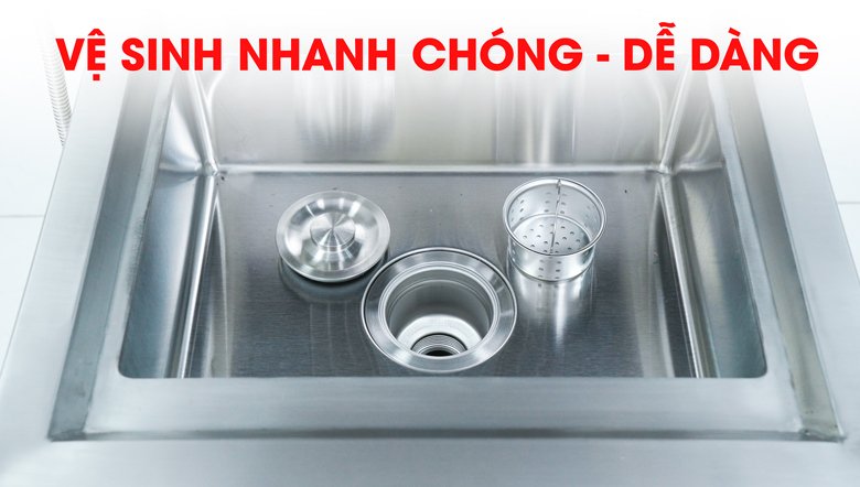 Bồn rửa thiết kế dưới nồi xào Bồn rửa thiết kế dưới nồi xào