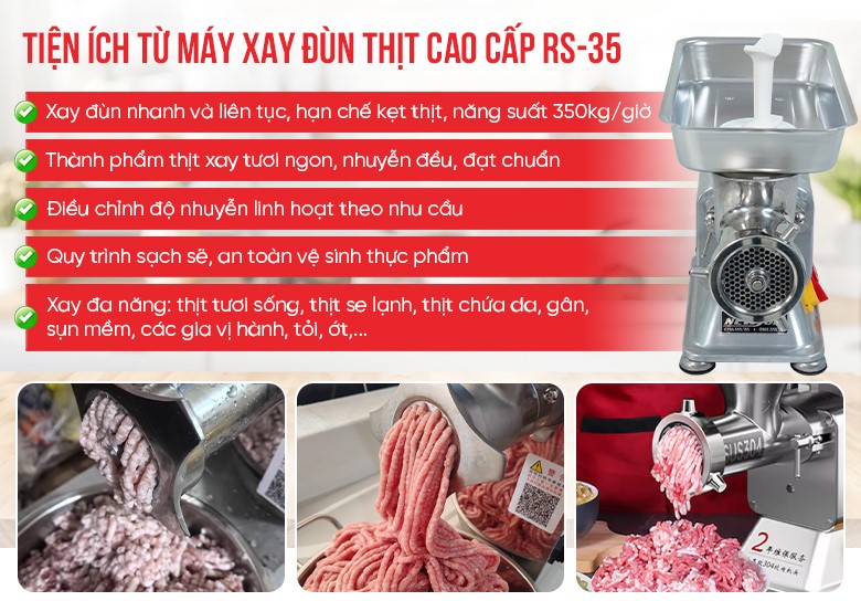 Tiện ích từ máy xay đùn thịt cao cấp RS-35 Tiện ích từ máy xay đùn thịt cao cấp RS-35