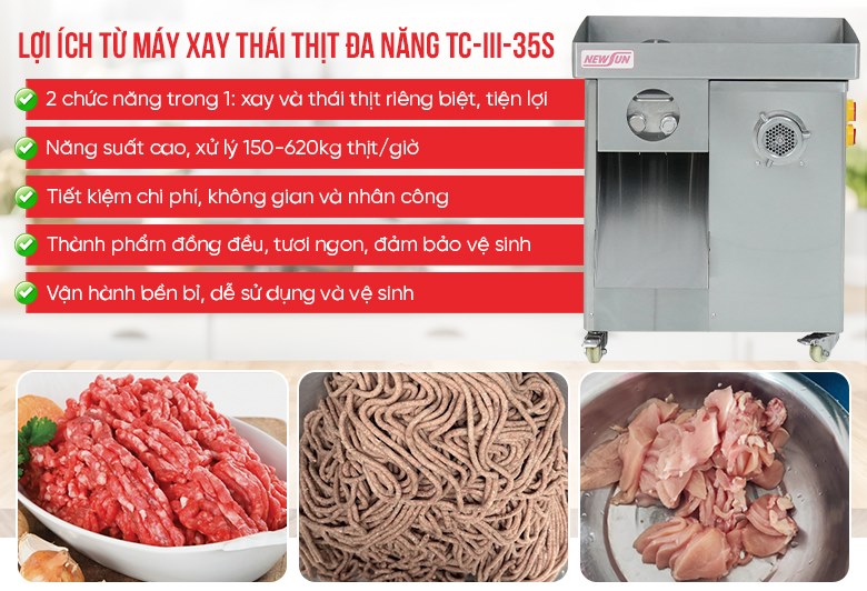 Lợi ích từ máy xay thái thịt TC-III-35S Lợi ích từ máy xay thái thịt TC-III-35S