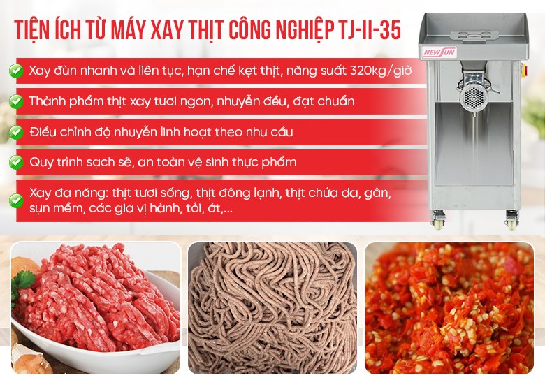 Lợi ích từ máy xay thịt công nghiệp TJ-II-35 Lợi ích từ máy xay thịt công nghiệp TJ-II-35