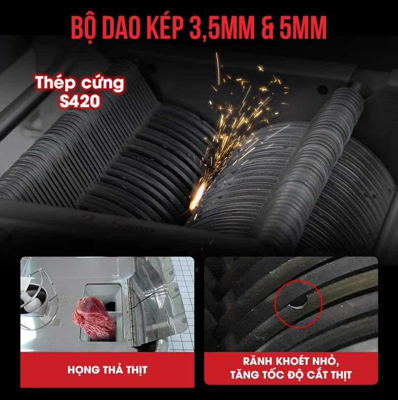 Bộ dao kép làm từ thép cứng S420 sắc bén, cắt thái thịt nhanh chóng Bộ dao kép làm từ thép cứng S420 sắc bén, cắt thái thịt nhanh chóng