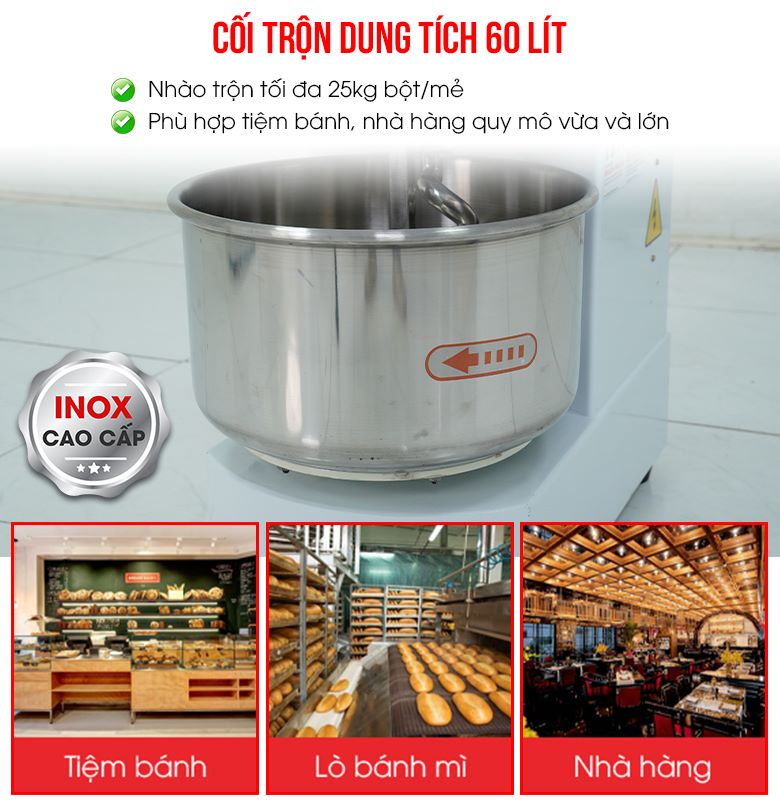 Cối trộn dung tích lớn trộn được nhiều bột mì