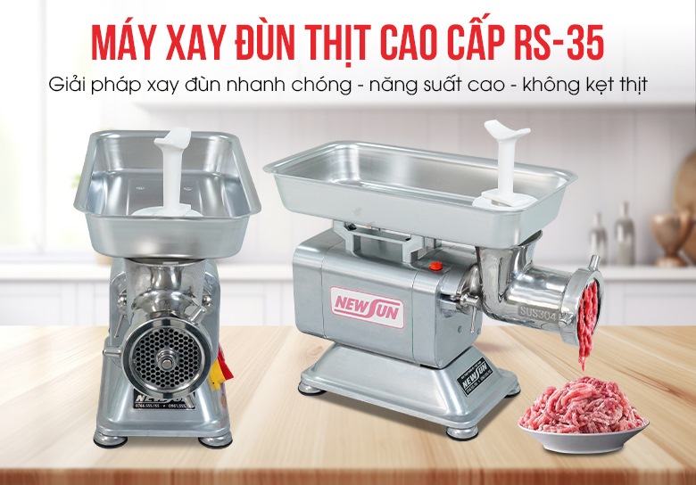 Máy xay đùn thịt cao cấp RS-35 – Chuyên gia xay thịt tươi sống, thịt se lạnh (Năng suất lên tới 350kg/h) Máy xay đùn thịt cao cấp RS-35 – Chuyên gia xay thịt tươi sống, thịt se lạnh (Năng suất lên tới 350kg/h)