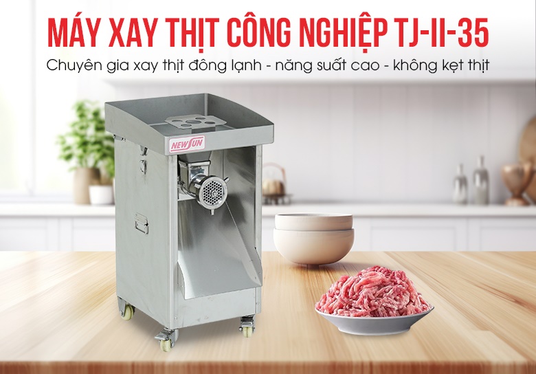 Máy xay thịt công nghiệp TJ-II-35 - Xay thịt đông lạnh năng suất 320kg/giờ Máy xay thịt công nghiệp TJ-II-35 - Xay thịt đông lạnh năng suất 320kg/giờ