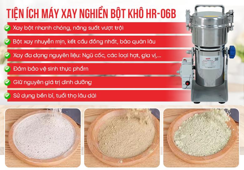 Tiện ích nhận được khi sử dụng máy xay nghiền bột khô HR-06B Tiện ích nhận được khi sử dụng máy xay nghiền bột khô HR-06B