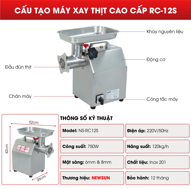 Cấu tạo máy xay thịt RC-12S Cấu tạo máy xay thịt RC-12S