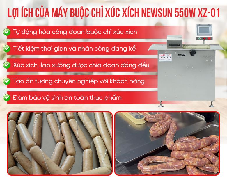 Máy buộc chỉ xúc xích tự động XZ-01 550W mang lại nhiều lợi ích Máy buộc chỉ xúc xích tự động XZ-01 550W mang lại nhiều lợi ích