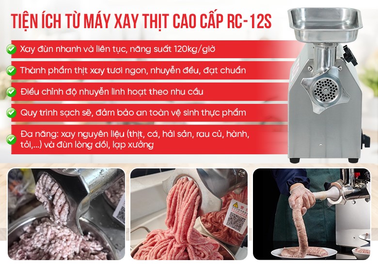 Tiện ích từ máy xay thịt RC-12S cao cấp Tiện ích từ máy xay thịt RC-12S cao cấp