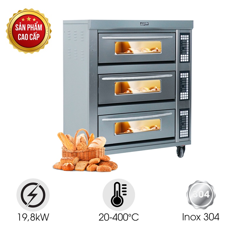 Lò nướng bánh 3 tầng 6 khay dùng điện cao cấp HGD-60D