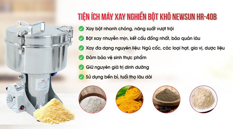 Lợi ích nhận được khi sử dụng máy xay nghiền bột khô 2kg HR-40B 4000W Lợi ích nhận được khi sử dụng máy xay nghiền bột khô 2kg HR-40B 4000W