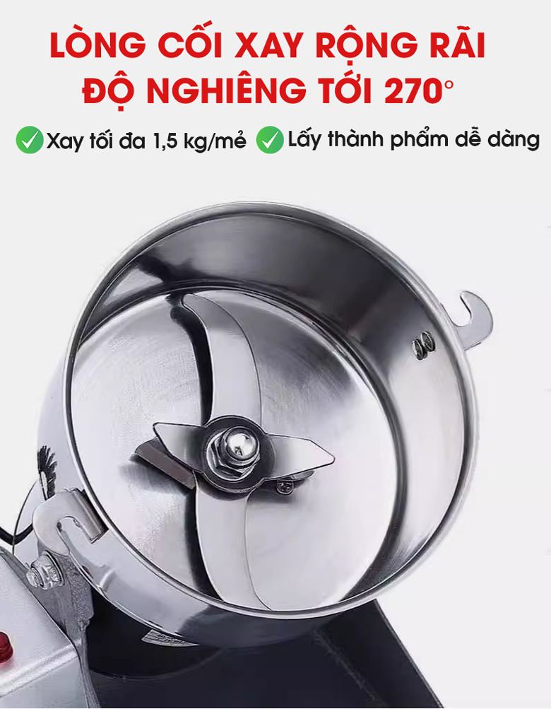 Cối xay rộng rãi với dung tích khoảng ~2,8 lít