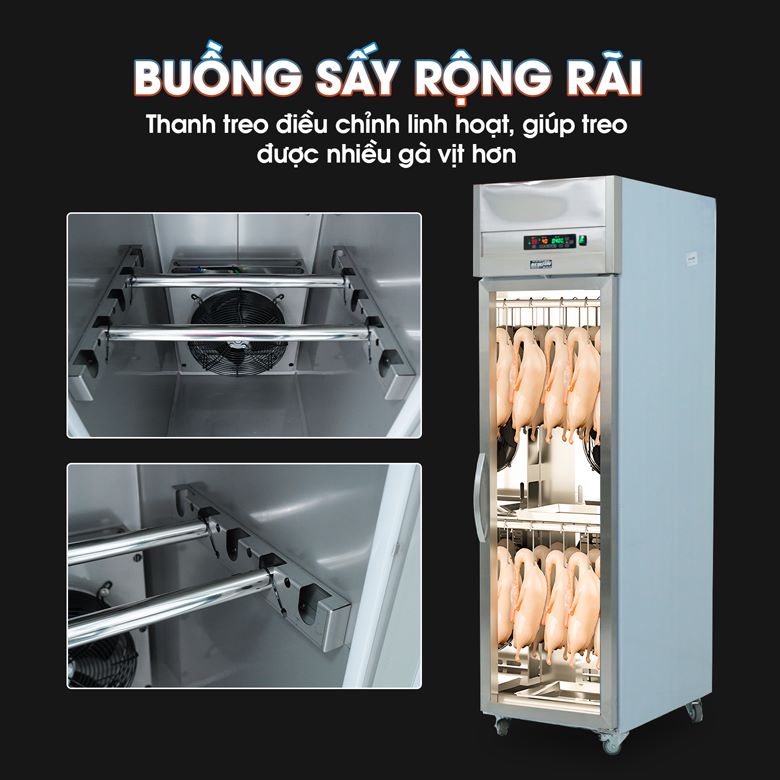 Buồng sấy rộng rãi