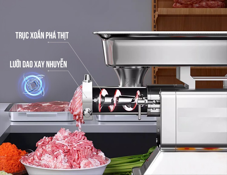 Bộ dao sắc bén, xay thịt nhuyễn đều, không vón cục Bộ dao sắc bén, xay thịt nhuyễn đều, không vón cục