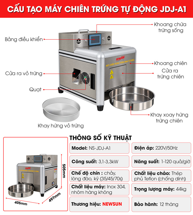 Cấu tạo máy làm trứng ốp la JDJ-A1