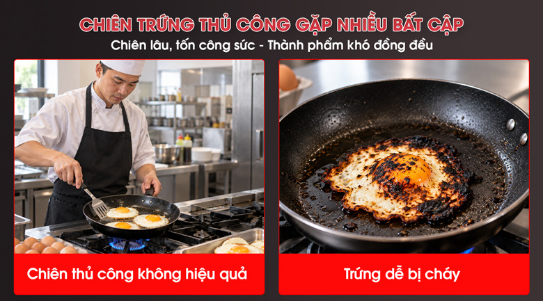 Những khó khăn gặp phải khi chiên trứng bằng phương pháp thủ công 