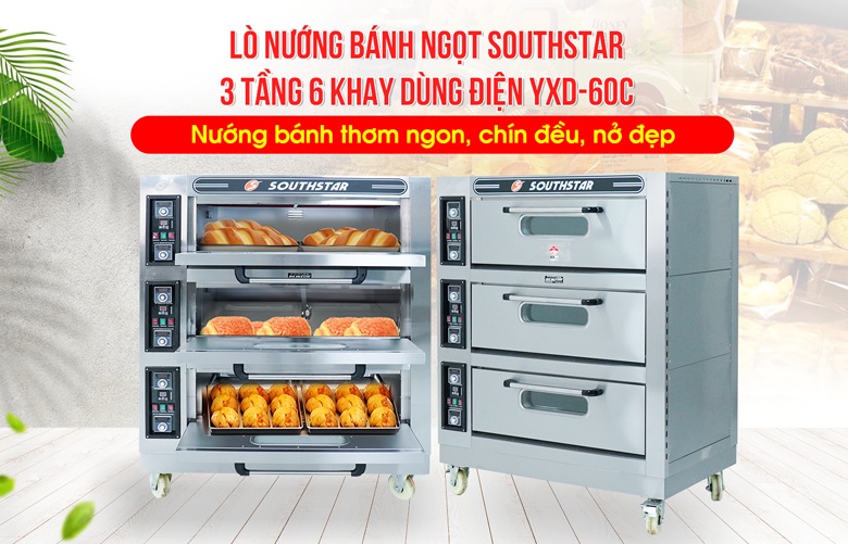 Lò nướng bánh ngọt dùng điện 3 tầng 6 khay Southstar YXD-60C