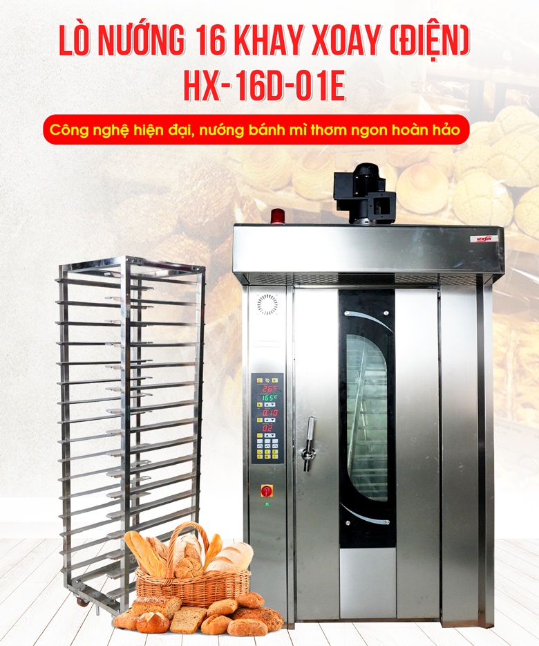 Lò nướng bánh xoay 16 khay điện HX-16D-01E – Công nghệ hiện đại, hiệu suất vượt trội