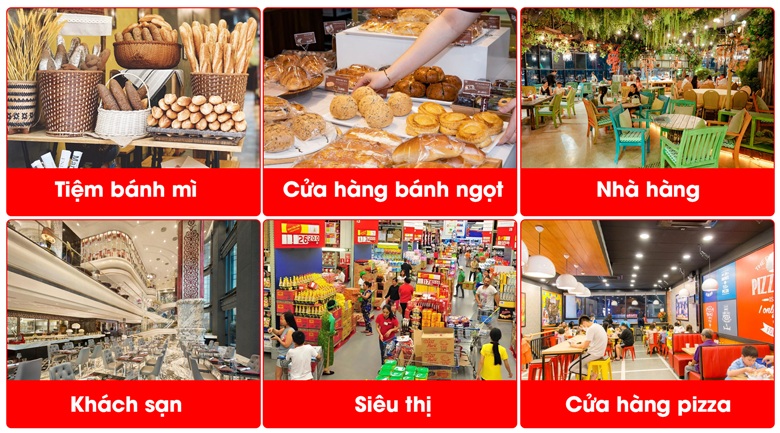 Lò 16 khay xoay HX-16D-01E sử dụng rộng rãi trong nhiều cơ sở sản xuất kinh doanh bánh mì, bánh ngọt