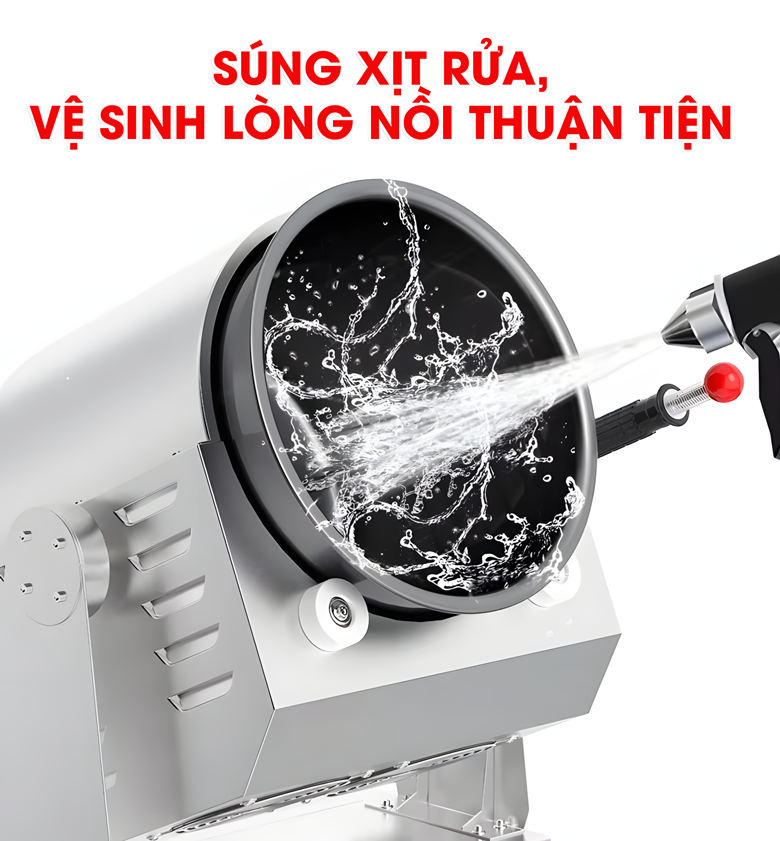 Súng xịt rửa được lắp ngay cạnh khung máy