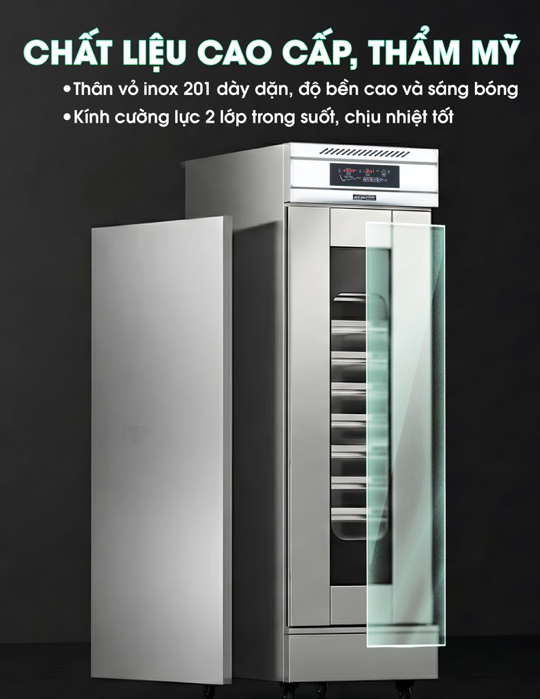 Chất liệu inox 201 cao cấp và kính cường lực trong suốt dày 2 lớp Chất liệu inox 201 cao cấp và kính cường lực trong suốt dày 2 lớp