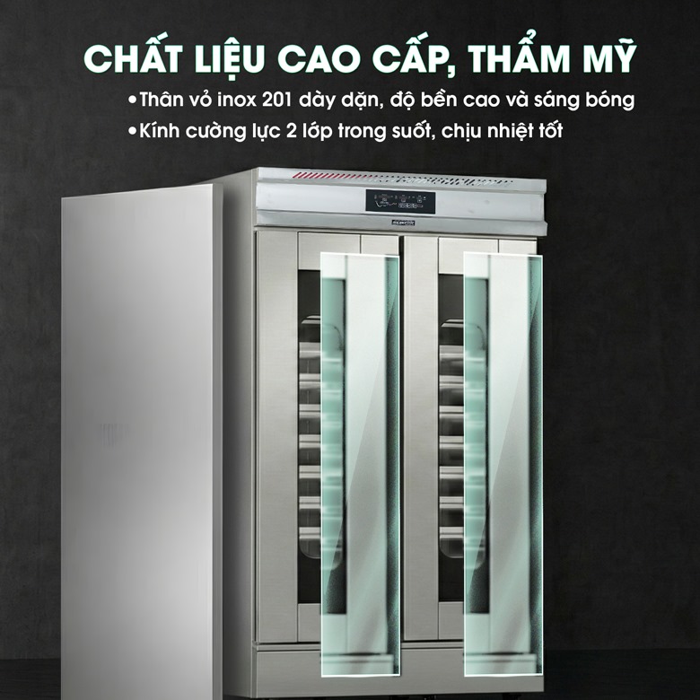 Chất liệu inox 201 cao cấp và kính cường lực trong suốt 2 lớp Chất liệu inox 201 cao cấp và kính cường lực trong suốt 2 lớp