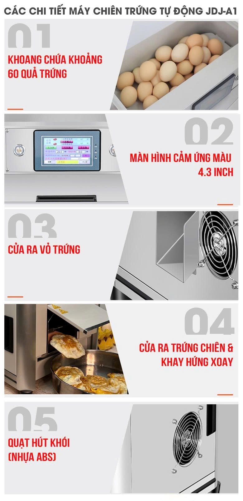 Các chi tiết máy chiên trứng JDJ-A1