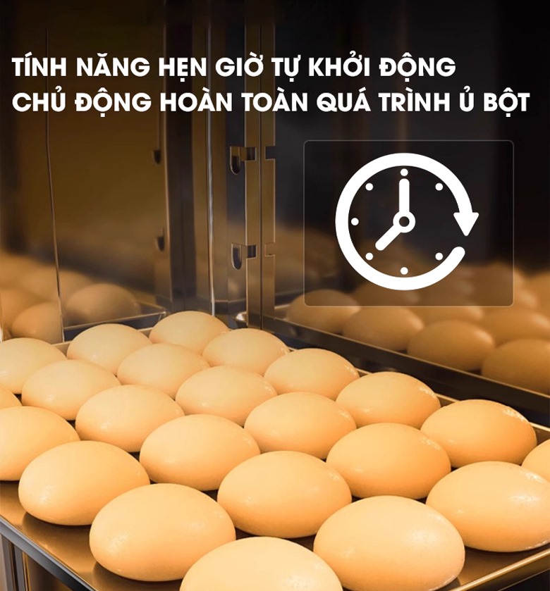 Tính năng hẹn giờ tự khởi động giúp chủ động hoàn toàn thời gian ủ bột Tính năng hẹn giờ tự khởi động giúp chủ động hoàn toàn thời gian ủ bột