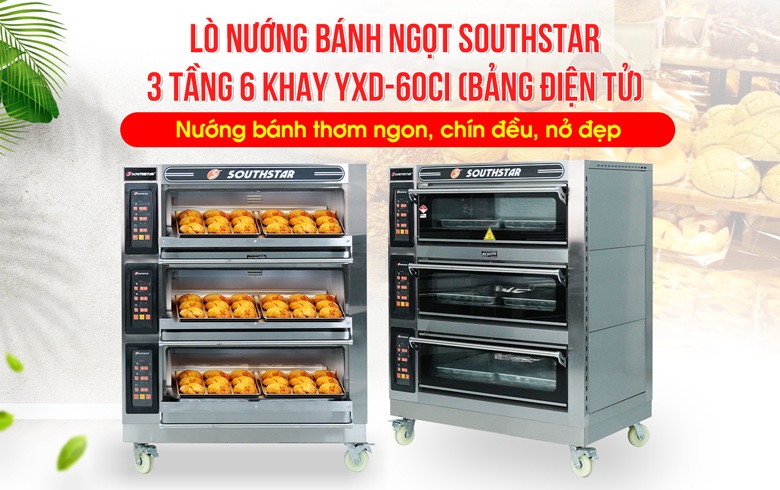 Lò nướng bánh Southstar điện tử 3 tầng 6 khay YXD-60CI (cao cấp)