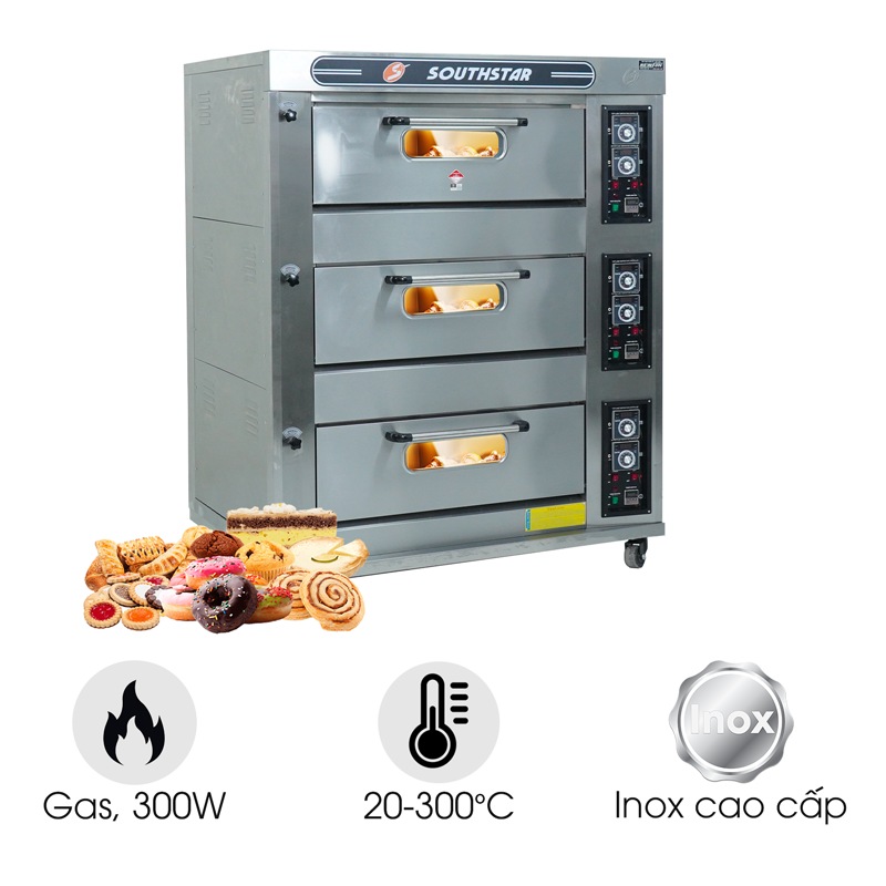 Lò nướng bánh ngọt dùng gas 3 tầng 6 khay Southstar YXY-60A