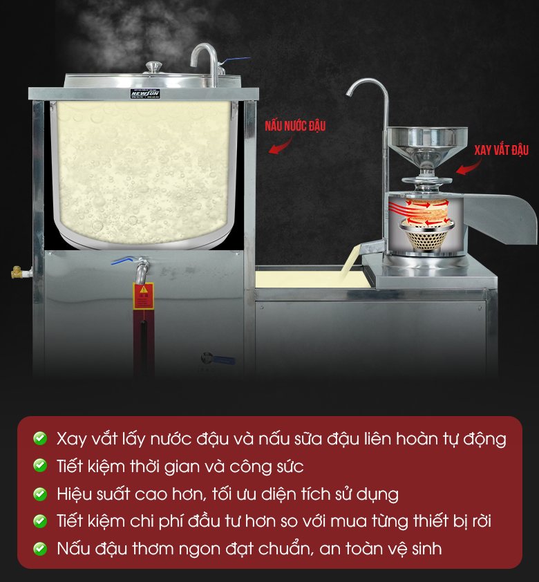 Lợi ích nhận được khi sử dụng thiết bị xay và nấu đậu liên hoàn FS120 Lợi ích nhận được khi sử dụng thiết bị xay và nấu đậu liên hoàn FS120