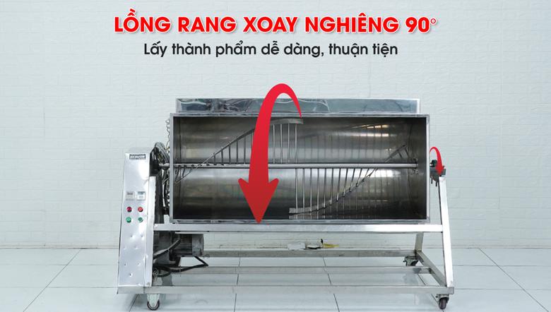 Lồng rang có thể xoay nghiêng 90 độ Lồng rang có thể xoay nghiêng 90 độ