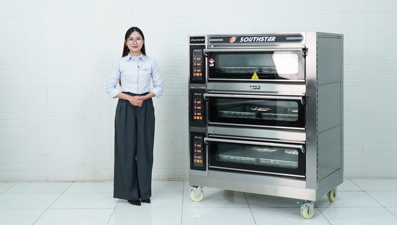 Thực tế mẫu lò nướng bánh Southstar điện tử 3 tầng 6 khay YXD-60CI