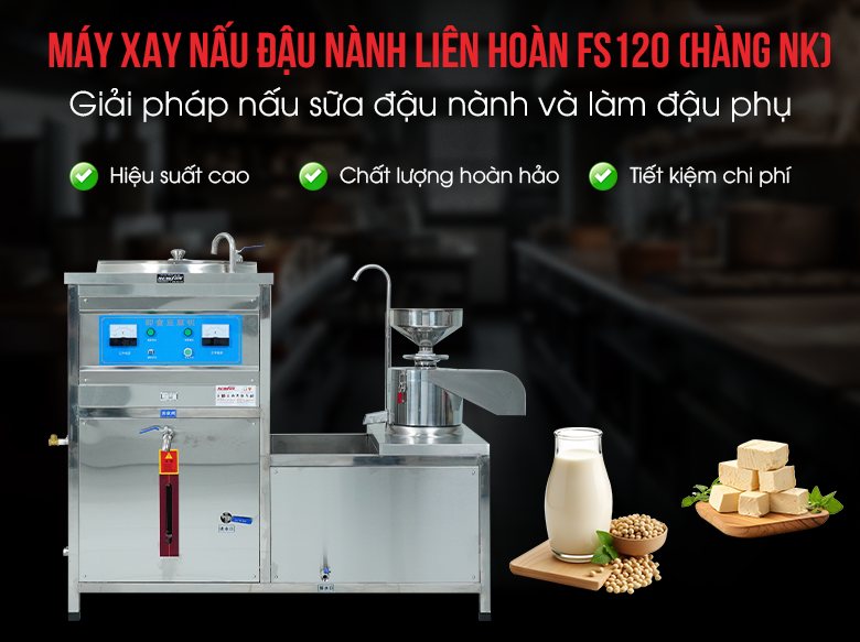 Máy xay và nấu đậu liên hoàn 160kg/h FS-120 Máy xay và nấu đậu liên hoàn 160kg/h FS-120