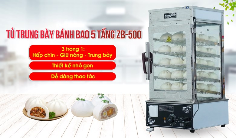Tủ trưng bày bánh bao 5 tầng ZB-500