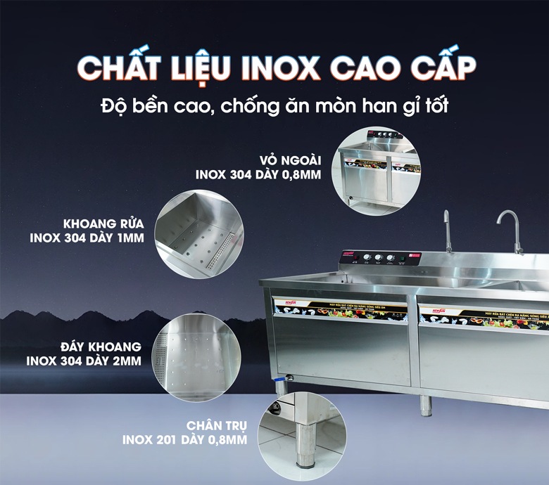 Chất liệu inox cao cấp, dày dặn và chống han gỉ tốt
