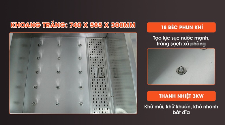Khoang tráng tích hợp hệ thống sục khí mạnh mẽ và thanh gia nhiệt nước Khoang tráng tích hợp hệ thống sục khí mạnh mẽ và thanh gia nhiệt nước