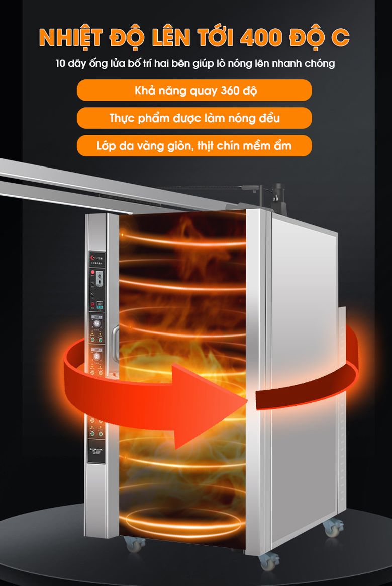 Hệ thống 10 dãy ống lửa gas - Gia nhiệt mạnh, ổn định