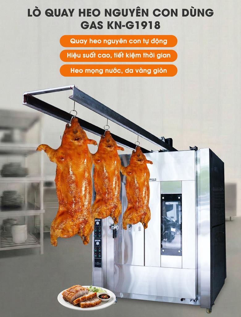 Lò quay heo nguyên con dùng gas KN-G1918