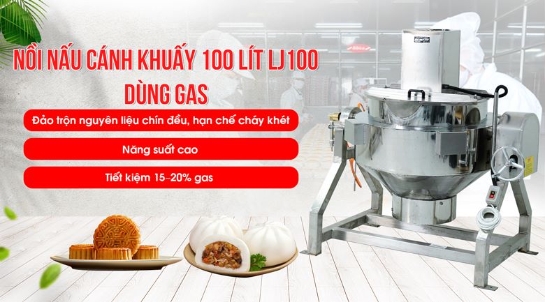 Nồi nấu cánh khuấy 100 lít LJ100 dùng gas