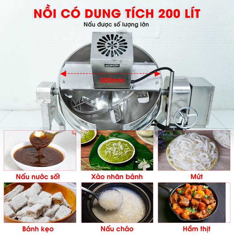 Dung tích 200 lít – Đáp ứng nhu cầu sản xuất quy mô lớn