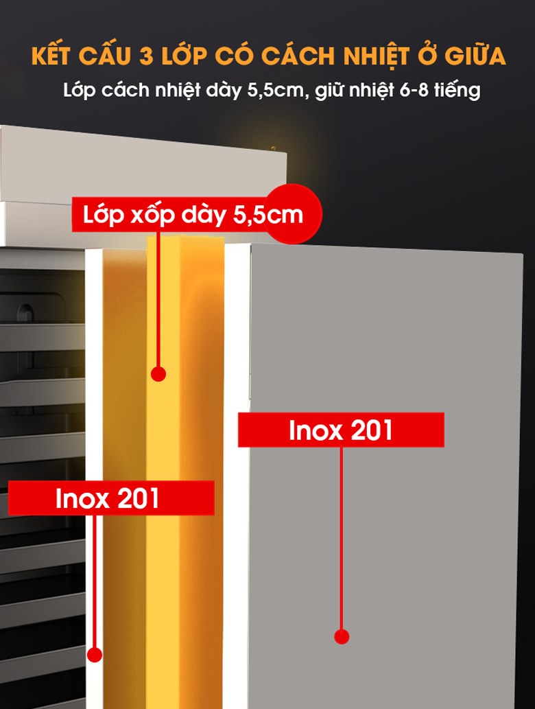 Kết cấu 3 lớp có lớp cách nhiệt dày ở giữa