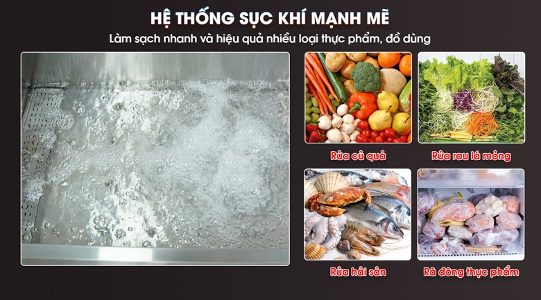 Công nghệ sục khí làm sạch rau củ, thực phẩm