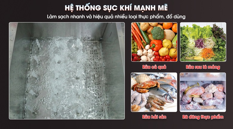 Công nghệ sục khí làm sạch rau củ, thực phẩm
