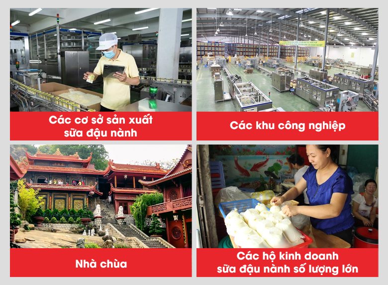 Máy xay nấu sữa đậu nành liên hoàn phù hợp với các sơ sở kinh doanh quy mô lớn
