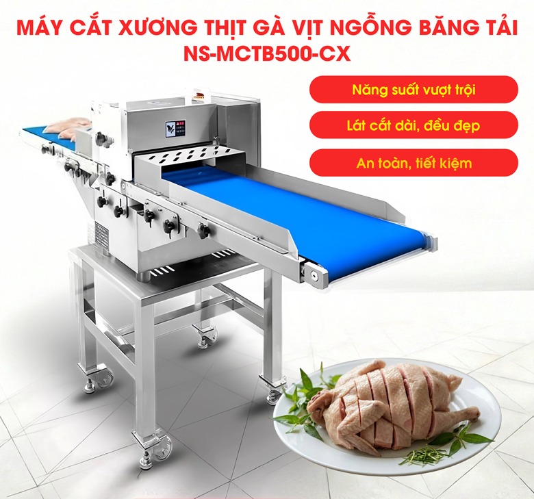 Máy cắt xương thịt gà vịt ngỗng băng tải NS-MCTB500-CX Máy cắt xương thịt gà vịt ngỗng băng tải NS-MCTB500-CX