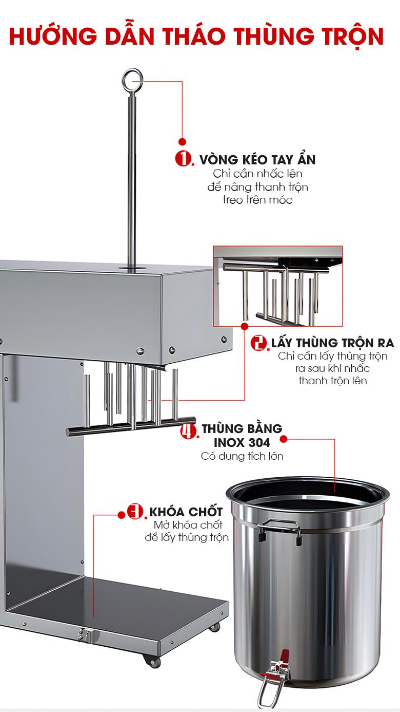 Các bước tháo lắp thùng trộn