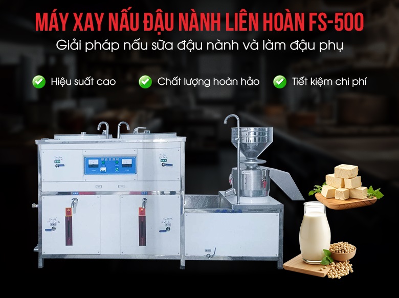 Máy xay nấu đậu nành liên hoàn FS-500 (250kg/h) 