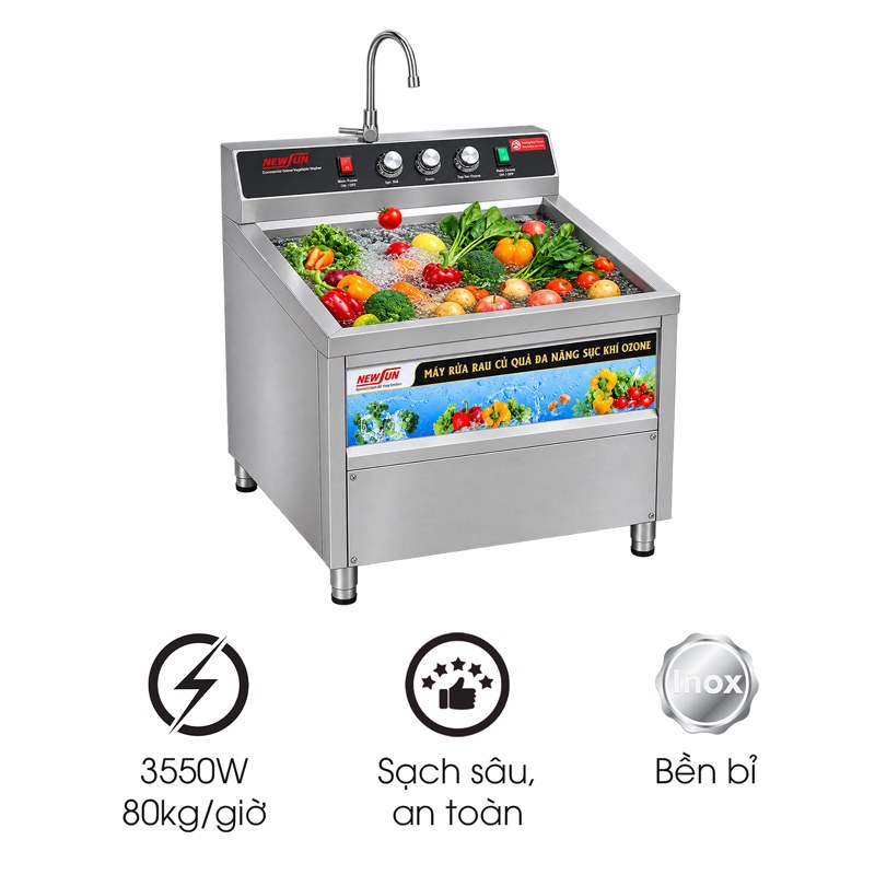 Máy rửa rau củ quả sục khí ozone NS-80 (inox 304)