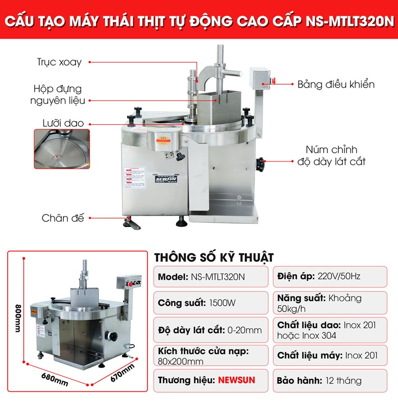 Cấu tạo máy thái thịt tự động NS-MTLT320N Cấu tạo máy thái thịt tự động NS-MTLT320N