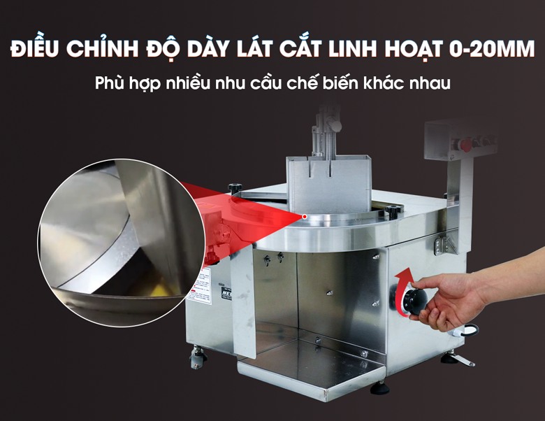 Điều chỉnh độ dày lát cắt linh hoạt mà không cần thay dao Điều chỉnh độ dày lát cắt linh hoạt mà không cần thay dao